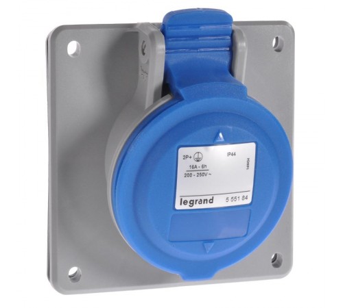 Встраиваемая наклонная розетка - P17 Tempra Pro - IP 44 - 200/250 В~ - 16 A - 3К+Н+З  555186  Legrand