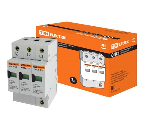 Разрядник ОПС1-C 3Р In=20kA Un=400B Im=40kA   SQ0201-0007  TDM