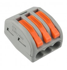 Универсальная клемма 3-проводная, серая (аналог Wago 222-413) (0,08-2,5/4 мм) (50 шт./уп.)  07-5253-4  REXANT