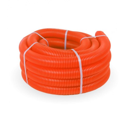 Труба гофрированная ПНД лёгкая 350 Н оранжевая с/з д63 (15м/360м уп/пал) безгалогенная (HF)   PR.026361  Промрукав