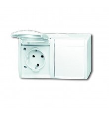 Розетка SCHUKO 16А 250В IP44, двойная, горизонтальная, для открытого монтажа, серия ocean, цвет альпийский белый  2084-0-0727   2CKA002084A0727  AB