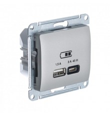 Glossa Платина USB Розетка A + тип-C 45W высокоскор.заряд. QC PD  GSL001229  SE