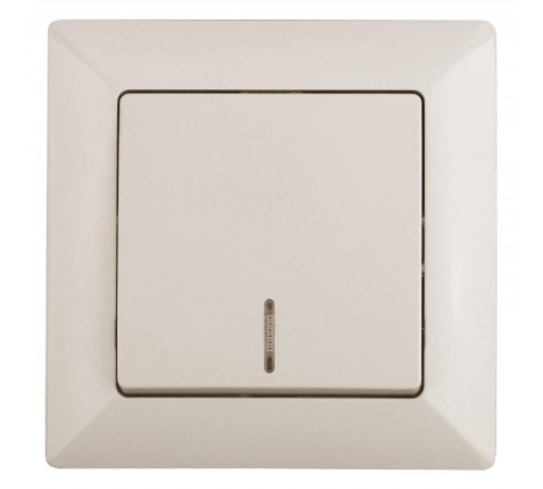 Выключатель Intro Solo 4-102-02 одноклавишный с подсветкой, 10А-250В, IP20, СУ, слоновая кость  Б0053559  Intro