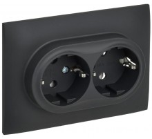 SKANDY Розетка 2-местная с з/к без з/ш 16А сб. SK-R08G графит  SK-R21-16-K53-F  IEK