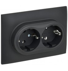 SKANDY Розетка 2-местная с з/к без з/ш 16А сб. SK-R08G графит  SK-R21-16-K53-F  IEK
