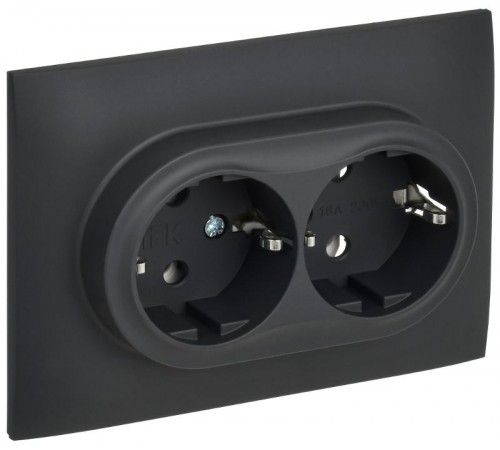 SKANDY Розетка 2-местная с з/к без з/ш 16А сб. SK-R08G графит  SK-R21-16-K53-F  IEK