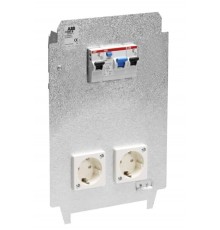 Панель монтажная CWB8, оцинкованная сталь, 2xSchuko, 2хВА 10А, ВДТ 30мА, клемма заземления  2CMA177372R1000  ABB