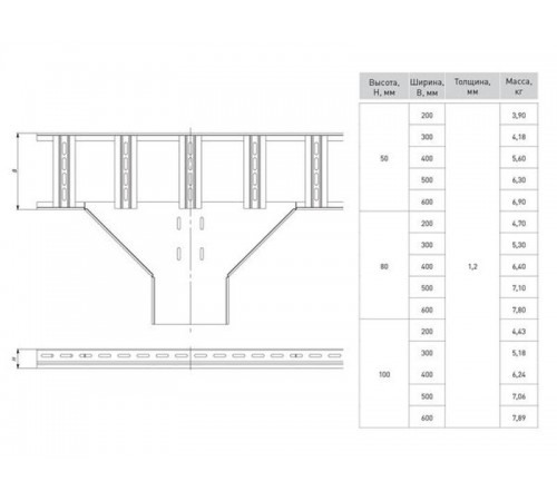 Ответвитель T-образ. лестничный 50х300мм HDZ  tlt50300-HDZ  EKF