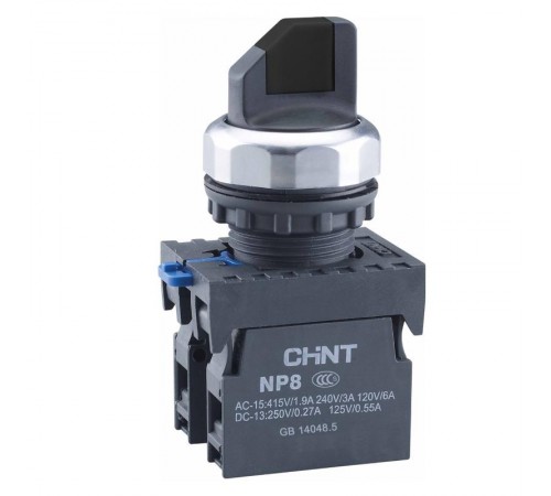 Переключатель без подсветки NP8-11X/31, 3 положения с фиксацией, чёрная 1НО+1НЗ IP65 (R)  667137  CHINT