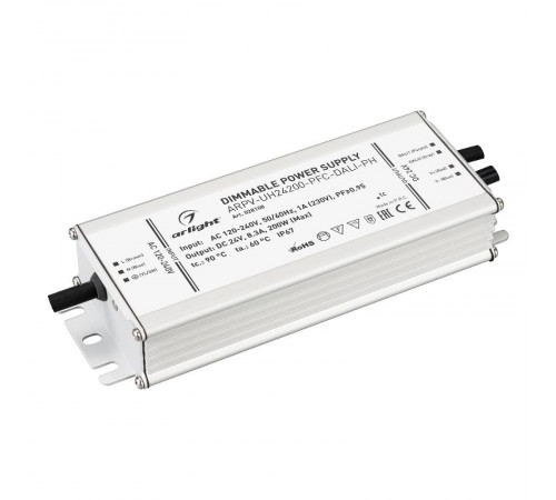 Блок питания ARPV-UH24200-PFC-DALI-PH (24V, 8.3A, 200W)  028108  Arlight