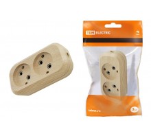 Колодка розеточная 2 гнезда 2П б/з 10А 250В "Эко" (сосна)   SQ1806-0045  TDM