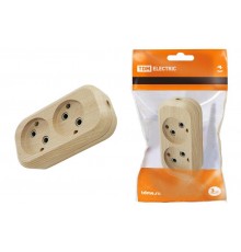 Колодка розеточная 2 гнезда 2П б/з 10А 250В "Эко" (сосна)   SQ1806-0045  TDM