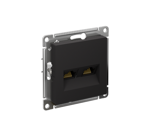 AtlasDesign Карбон Розетка 2-ая компьютерная RJ45+RJ45, кат.5E, механизм  ATN001085  SE