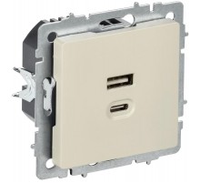 BRITE Роз. USB A+C 45Вт высокоск. зар. РЮ11-2-БрКр беж.  BR-U22-045-K10  IEK