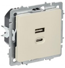 BRITE Роз. USB A+C 45Вт высокоск. зар. РЮ11-2-БрКр беж.  BR-U22-045-K10  IEK