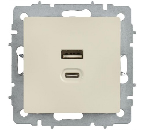 BRITE Роз. USB A+C 45Вт высокоск. зар. РЮ11-2-БрКр беж.  BR-U22-045-K10  IEK