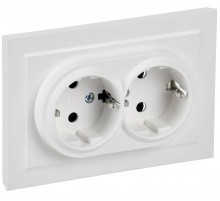 BRITE Розетка 2-местная с заземлением без защитных шторок 16А в сборе РС12-3-БрАБ арктический белый   BR-R21-16-K91-F  IEK