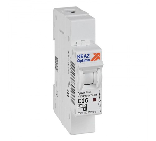 Выключатель автоматический однополюсный OptiDin BM63-1C16-4,5-УХЛ3  326794  КЭАЗ