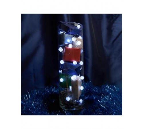 Гирлянда линейная Лед шарики, 30 LED 3м, 5000K, батарейки 3*АА,  IP 20,  шнур 0,5м ,CL565  48610  FERON