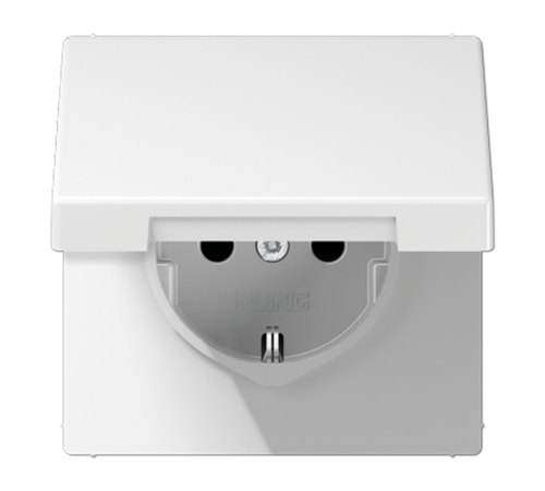 Штепсельная розетка SCHUKO 16А / 250В с подпружиненной откидной крышкой, пружинные зажимы; дюропласт; белый; LS990  LS1520KLWW  Jung