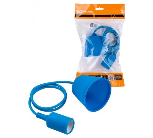 Патрон пластиковый Е27 с подвесом 1 м, синий TDM  SQ0335-0066  TDM