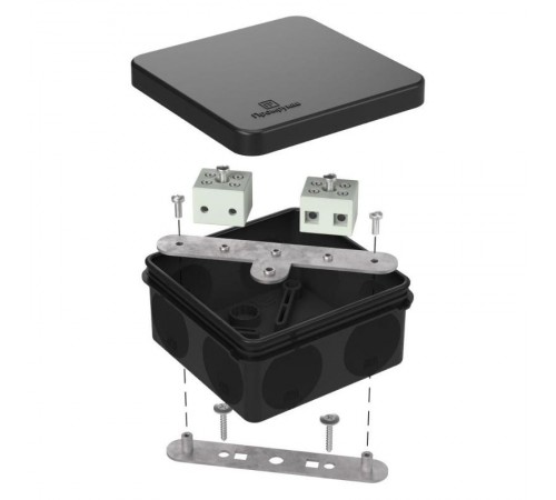 Коробка огнестойкая для о/п двухкомпонентная 60-0210-FR6.0-4 Е15-Е120 RAL9005 80х80х40 (44 шт/кор) черная  60-0210-9005-FR6.0-4  Промрукав