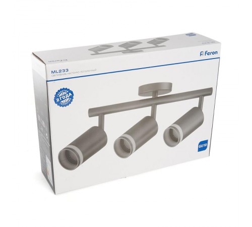 Светильник-спот настенно-потолочный под лампу GU10, черный ML233  41491  FERON