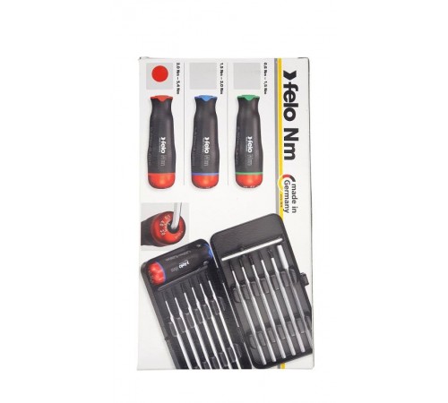 Отвертка c регулировкой крутящего момента Серия Nm 3,0-5,4 с набором насадок 12 шт в кейсе plus/minus  10099816  Felo