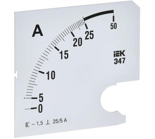 Шкала смен. для амперметра Э47 25/5А-1,5 96х96мм  IPA20D-SC-0025  IEK