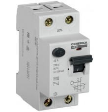 Выключатель дифференциальный (УЗО) ВД1-63 2Р 40А 300мА  MDV15-2-040-300  GENERICA