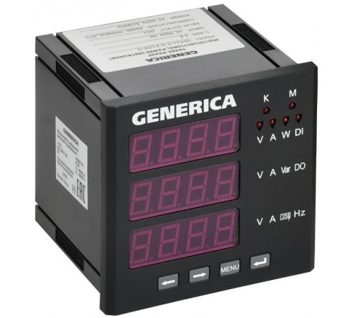 Мультиметр цифровой щитовой трехфазный DO RS-485 96х96мм LED  IDM21-5-3-3-LED-G  GENERICA