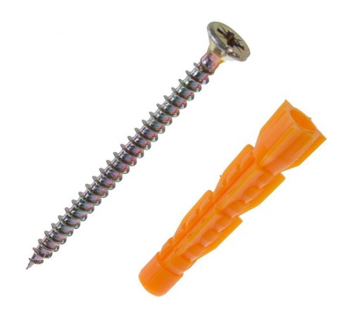 Саморез ШУж 4,0х70 пот. гол. + дюбель унив 6х52 (14 шт) - пакет ( 0,06 кг)  112940  Tech-KREP