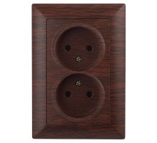 Розетка Intro Solo 4-204-10 без заземления двойная 16А-250В, IP20, СУ, венге  Б0053672  Intro