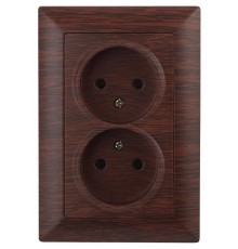 Розетка Intro Solo 4-204-10 без заземления двойная 16А-250В, IP20, СУ, венге  Б0053672  Intro