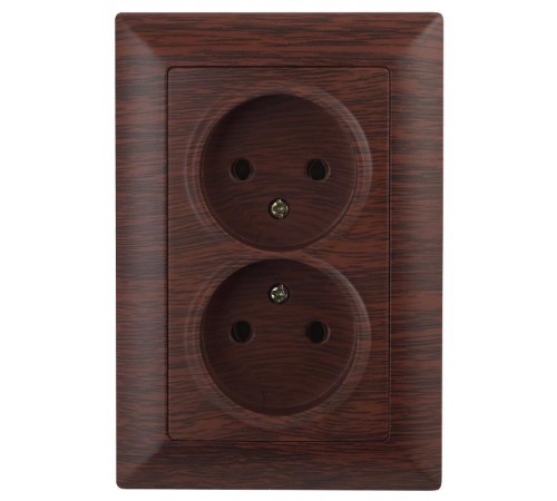 Розетка Intro Solo 4-204-10 без заземления двойная 16А-250В, IP20, СУ, венге  Б0053672  Intro