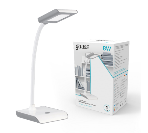 Светильник настольный GTL101 8W 550lm 4000K 220-240V белый с серым LED 1/20  GT1011  Gauss