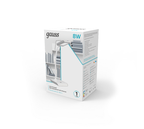 Светильник настольный GTL101 8W 550lm 4000K 220-240V белый с серым LED 1/20  GT1011  Gauss