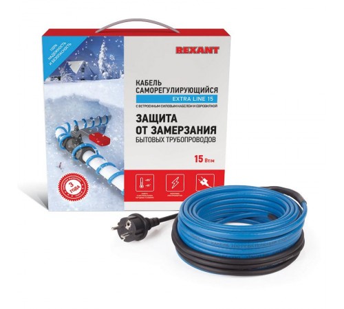Саморегулируемый греющий кабель на трубу 15MSR-PB 25M (25м/375Вт)  51-0623  REXANT