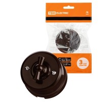 Выключатель поворотный проходной с ручкой (бантик) 10А коричневый "Виви"  SQ1820-1405  TDM