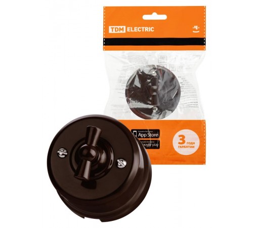 Выключатель поворотный проходной с ручкой (бантик) 10А коричневый "Виви"  SQ1820-1405  TDM