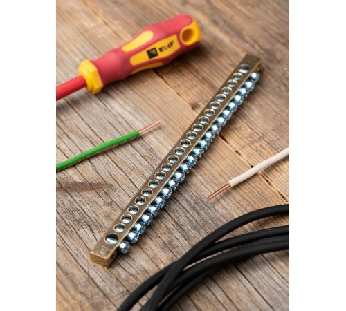 Шина PEN "ноль-земля" (6х9мм) 22 отверстия латунь крепеж по краям EKF PROxima  sn0-63-22-k  EKF