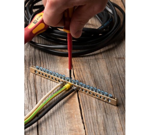 Шина PEN "ноль-земля" (6х9мм) 22 отверстия латунь крепеж по краям EKF PROxima  sn0-63-22-k  EKF