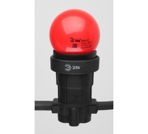 Лампы cветодиодные ERARL45-E27 LED Р45-1W-E27 (диод. шар, красн., 4SMD, 1W, E27, для белт-лайт) (10/100/6000)  Б0049575  ЭРА