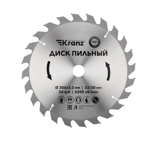 Диск пильный 305 мм х 24 зуб х 32/30 мм  KR-92-0134  Kranz