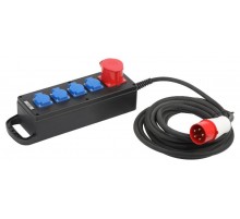 Удлинитель силовой IND380-U-5e-5x2,5-10m-IP44 380В на каучуковой колодке 5 розеток 1xCEE 5P/4xSCHUKO 10м КГ 5x2,5  Б0057316  ЭРА