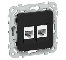 FLITE Розетка 2-ая компьютерная RJ45 кат.6 UTP РК6-2-0-ФлЧ черный  FI-K22-2-K02  IEK