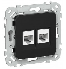 FLITE Розетка 2-ая компьютерная RJ45 кат.5Е UTP РК5е-2-0-ФлЧ черный  FI-K22-1-K02  IEK