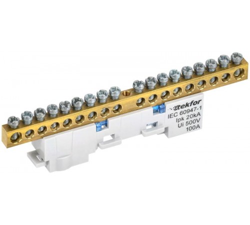 TEKFOR Шина N "ноль" неизолированная на универсальном держателе 6х9-18-С  TF-NN10-18-DL-K07  IEK