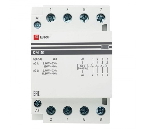 Контактор модульный КМ 40А 4NО (3 мод.) EKF PROxima  km-3-40-40  EKF