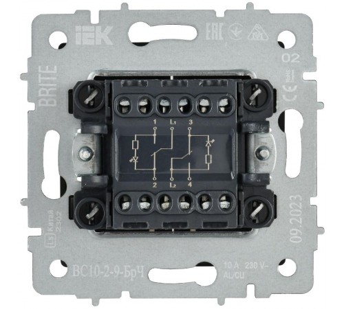 BRITE Выключ. 2-кл. с инд. отел. 10А ВС10-2-9-БрЧ черн.  BR-V20-2-10-K02  IEK